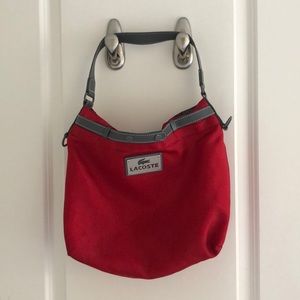 Red nylon genuine Lacoste purse